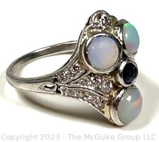 Art Deco Moonstone with Diamond Ring. 
