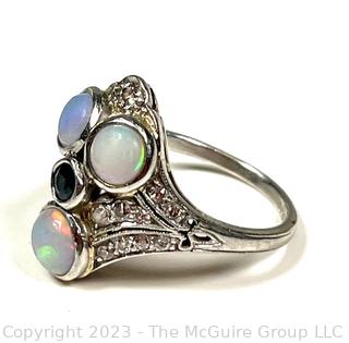 Art Deco Moonstone with Diamond Ring. 
