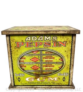 Two (2) Vintage Tins For Adams Pepsin Gum and Huntley & Palmers Biscuits 