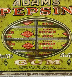 Two (2) Vintage Tins For Adams Pepsin Gum and Huntley & Palmers Biscuits 