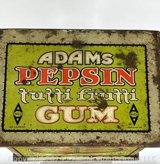 Two (2) Vintage Tins For Adams Pepsin Gum and Huntley & Palmers Biscuits 