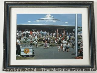 Framed Photo of Starship Pavilion at NY Worlds Fair 1964. Measures 12.5 x 15.5"