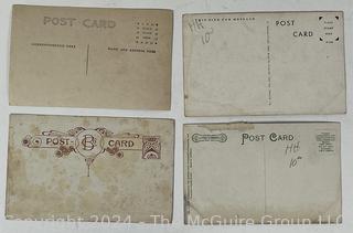 Four (4) WWI & WWII Military Focused Postcards Including Harpers Ferry