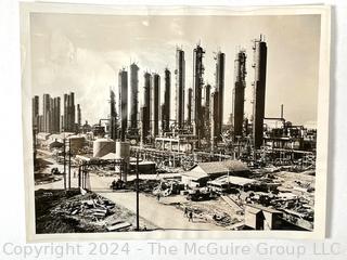 Five (5) 8 x 10" Black & White Photos Including 1944 International News Photo of Slug Oil Plant Port Neches Texas 