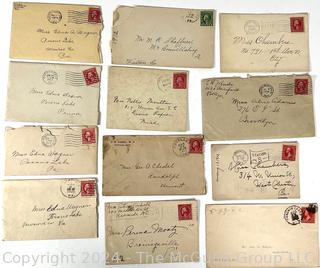 92 Envelopes with Vintage Stamps, No Letters.  Philatelic Interest