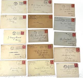 92 Envelopes with Vintage Stamps, No Letters.  Philatelic Interest