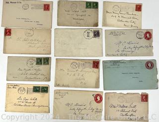 92 Envelopes with Vintage Stamps, No Letters.  Philatelic Interest