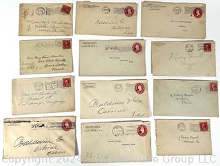 92 Envelopes with Vintage Stamps, No Letters.  Philatelic Interest