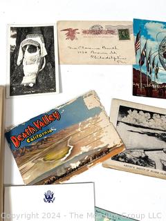 Ephemera Grouping including Poor Richards Almanac, Gettysburg Book, Postcards, Trade Cards, Etc.
