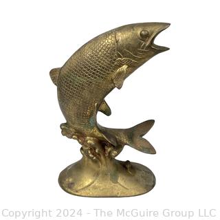 Brass Rising Fish Statue