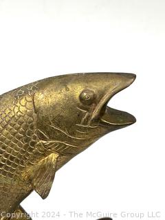 Brass Rising Fish Statue