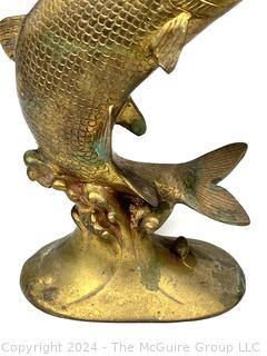 Brass Rising Fish Statue