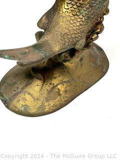 Brass Rising Fish Statue