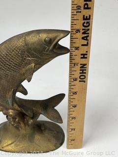 Brass Rising Fish Statue