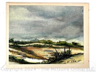 Two (2) Unframed Watercolor Paintings of Beach Scenes Signed by Artist, Walter Thrift.  