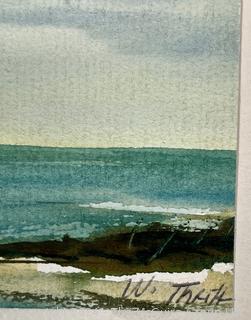 Two (2) Unframed Watercolor Paintings of Beach Scenes Signed by Artist, Walter Thrift.  