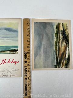 Two (2) Unframed Watercolor Paintings of Beach Scenes Signed by Artist, Walter Thrift.  