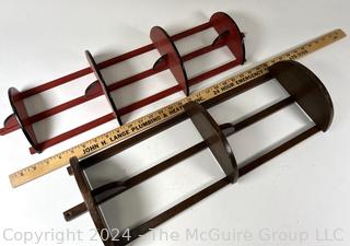 Two (2) Art Deco Wood Wall Mount Display Shelves