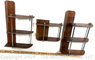 Set of Three (3) Art Deco Wall Mount Display Shelves.