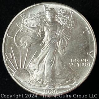 1986 Uncirculated American Eagle Silver Dollar Coin