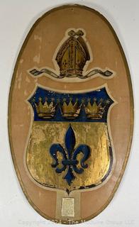 Hand Painted Wakefield Coat of Arms on Wood Shield.  