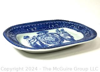 Victoria Ware Flow Blue Ironstone Porcelain Tray 