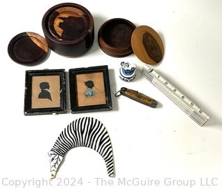 Teak Wood Coaster Set, Framed Silhouettes, Etc.