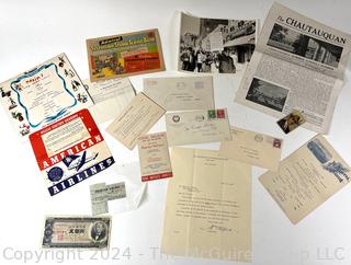 Ephemera Including Menus, Currency, Receipts