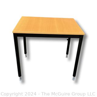 Pine Wood Top Table with Adjustable Metal Legs. This is the first of two of these tables offered in this auction.