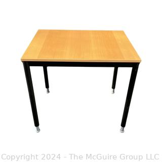 Pine Wood Top Table with Adjustable Metal Legs. This is the second of two of these tables offered in this auction.