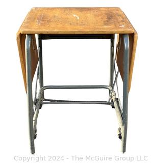 Industrial Drop Leaf Rolling Typewriter Desk Table