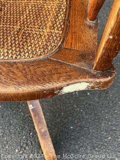 Oak Swivel Desk or Captains Chair with Cane Seating