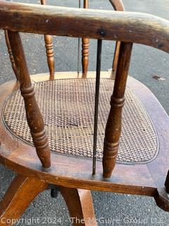 Oak Swivel Desk or Captains Chair with Cane Seating