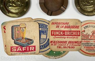 Group of Vintage Beer Coasters and Ashtrays