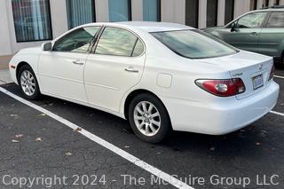 2003 Lexus ES300. 4 Door Sedan (3.0L 6CY 5-A) 211,000 miles. VIN JTHBF30G330092438. Clear title. See all the photos and make an appointment to inspect if desired before bidding.  