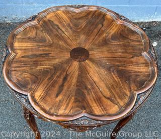 Pierce Carved Wood Coffee Table with Marquetry Top.  24" D x 20"T
