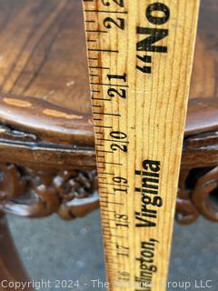 Pierce Carved Wood Coffee Table with Marquetry Top.  24" D x 20"T
