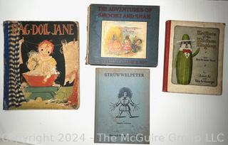 Four (4) Vintage Children's Books Including Rag Doll Jane, Struwwelpeter, Adventures of Snooki & Snak, & Kritters of the Kitchen Kingdom