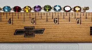 Multi Color Gemstone Bezel Set in 14kt Yellow Gold Bracelet