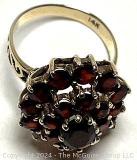 Victorian Bohemian Garnet Ring 14K Gold