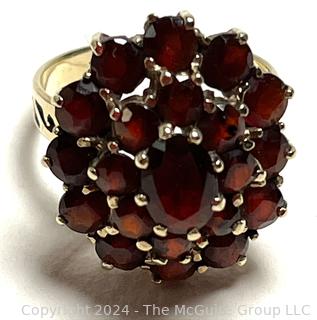 Victorian Bohemian Garnet Ring 14K Gold