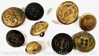 Collection of Military and Fire Department Uniform Buttons