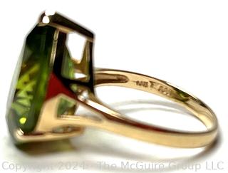 14kt Yellow Gold with Green Peridot Pear Shaped Stone.  4.7 grams total weight