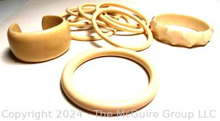 Group of Resin and Bone Bangle Bracelets