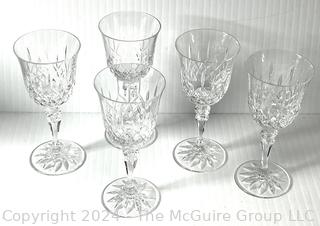 Five (5) Waterford Cut Crystal Wine Goblets in Galway Pattern