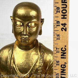 Gilt Painted Resin Tibet Buddhist Monk Statue. 20.5" Tall