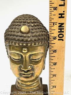 Brass Buddha Head. 8" Tall