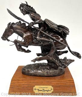 Frederic Remington Solid Bronze Statue Titled "Cheyenne". 7"H x 6"L x 3"W