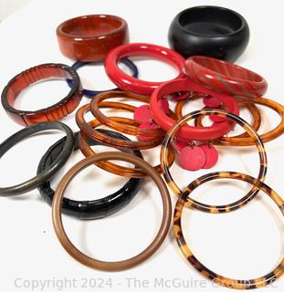 Group of Lucite and Plastic Bangle Bracelets