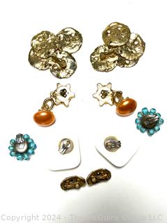 Five (5) Retro Costume Jewelry Statement Earrings